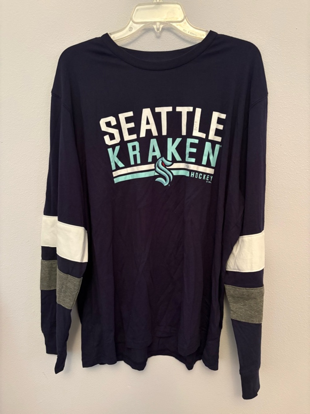NHL Seattle Kraken Long Sleeve Tee - Navy, White, Teal
